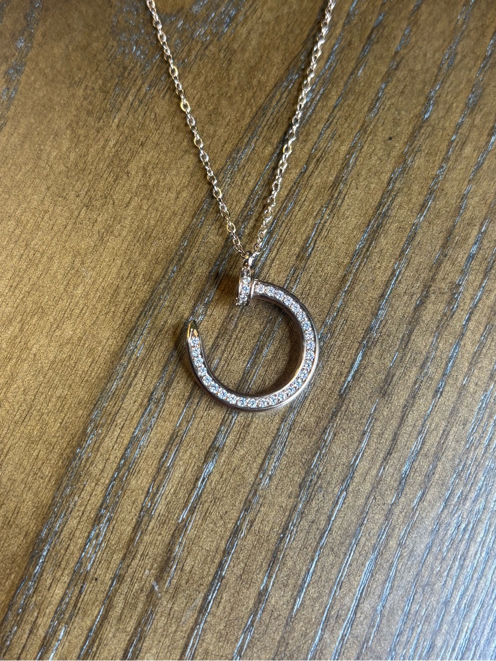 Cartier Bronze Hook Necklace With Diamonds